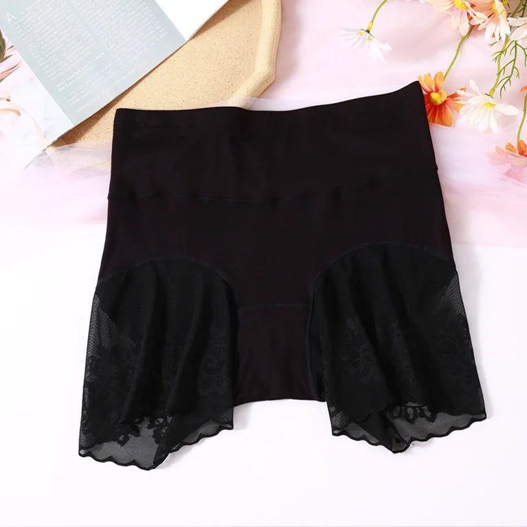 Summer Anti-Peek High-Waist Briefs – Modal Lace-Trimmed Plus Size Shapewear