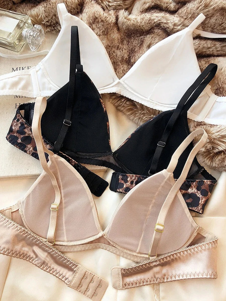 Leopard Print Push Up Bra & Brief Set – Sexy Wire-Free Lingerie