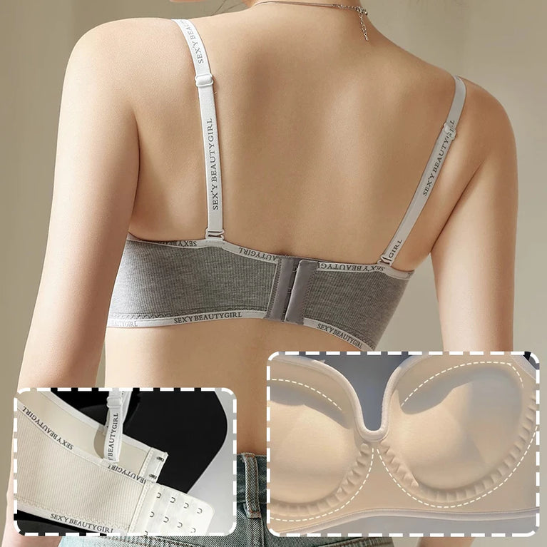 All Of Me Letter Strap Push-Up Bra | Wireless Plunge Support
