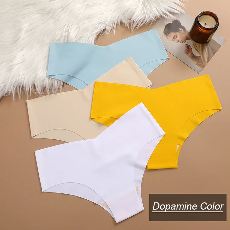 Seamless V-Waist Briefs (4-Pack) – Ice Silk Low-Rise Invisible Panties