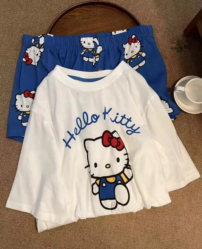 Hello Kitty Summer Pajama Set | Cute Cartoon Short-Sleeve Specifications