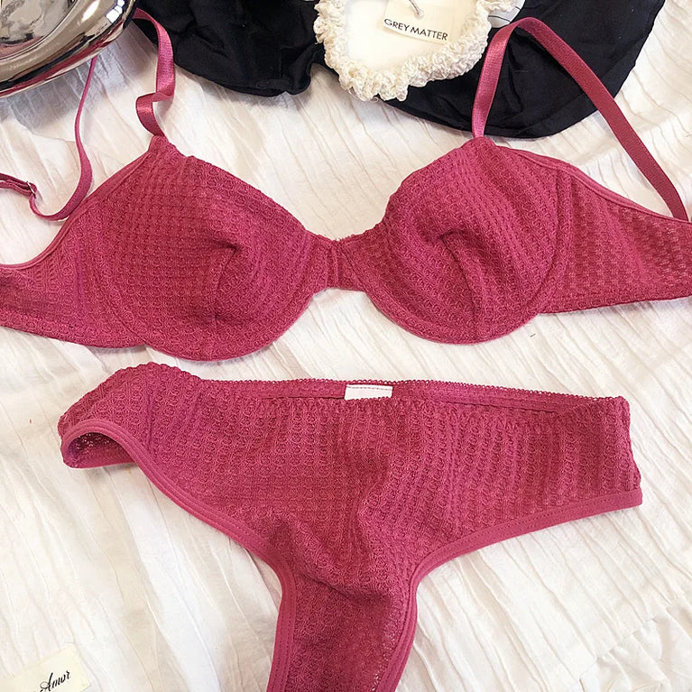 Plunge Push Up Wire-Free Bra & Brief Set – Seamless Sexy Lingerie