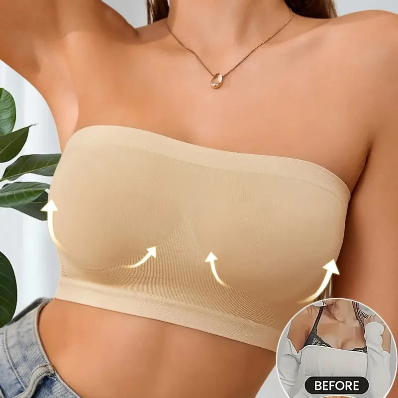 Breathable Mesh Tube Bra | Seamless Strapless Bandeau Top