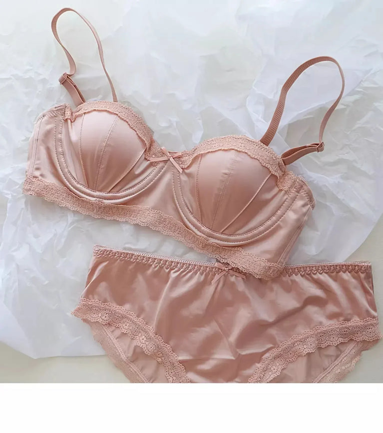 Luxury Satin Deep V Bra | Soft Steel-Free Push-Up Lingerie