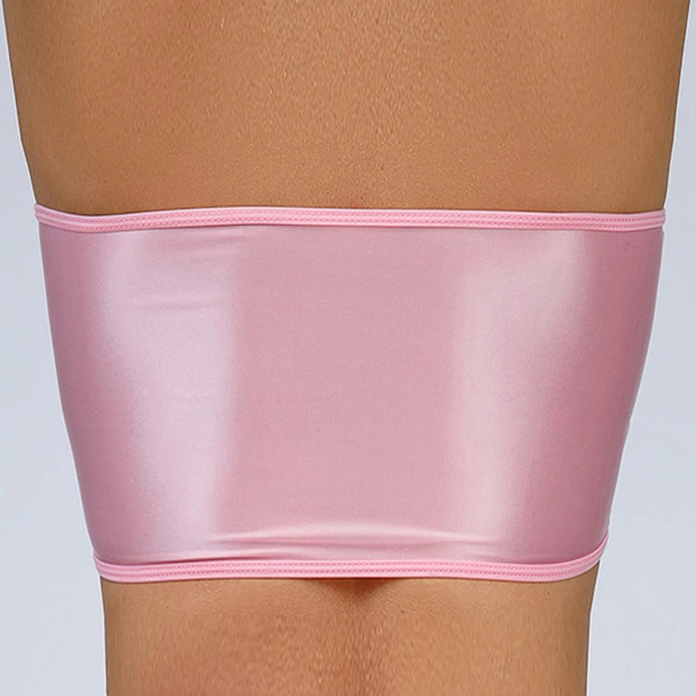 Gemini said Oil Glossy Shiny Strapless Crop Top – High-Stretch Rave Bandeau
