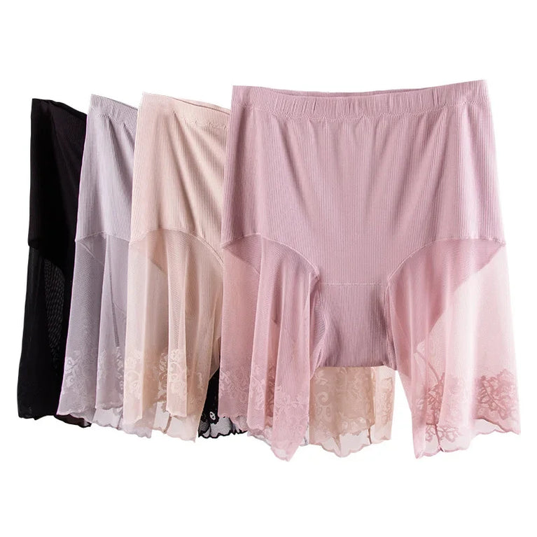 Plus Size Lace Trim Safety Shorts | Anti-Chafing Seamless Underwear