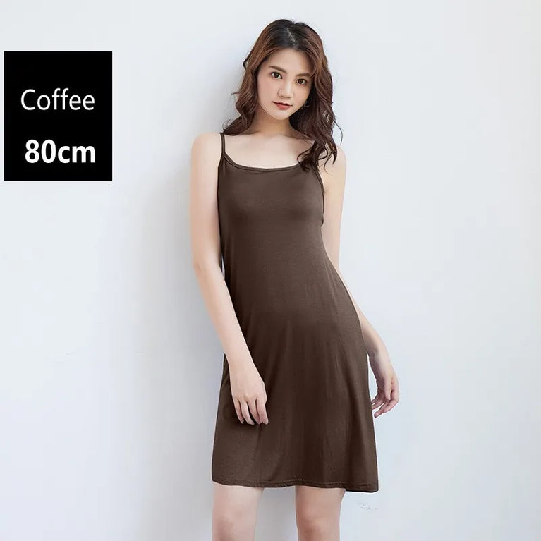 Elegant Modal Full Slip Dress Sleeveless Camisole Inner Dress