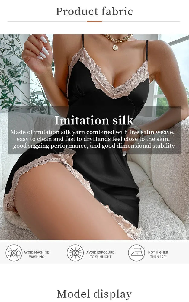 Leopard Print Mini Nightdress – Sexy V-Neck Backless Side-Split Slip Sleepwear for Women