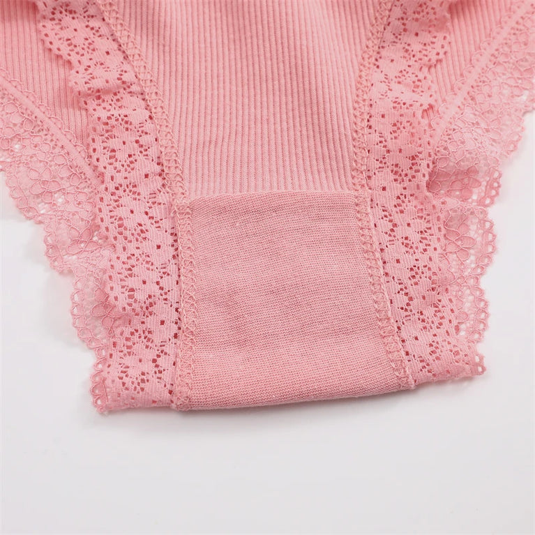 6pc Cotton Lace Panties | Crossed Belt Brazilian Briefs