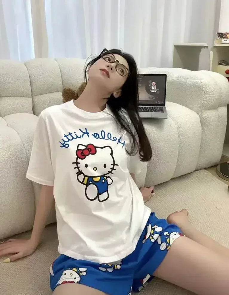 Hello Kitty Summer Pajama Set | Cute Cartoon Short-Sleeve Specifications