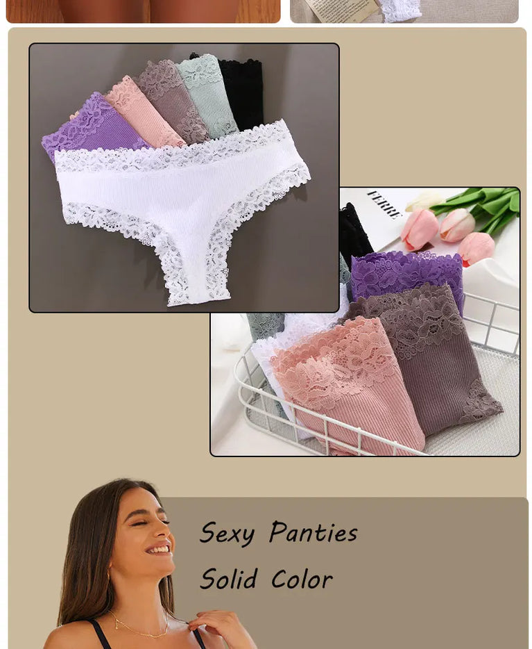 Lace-Trim Cotton Bikini – Low-Rise Comfort Knickers