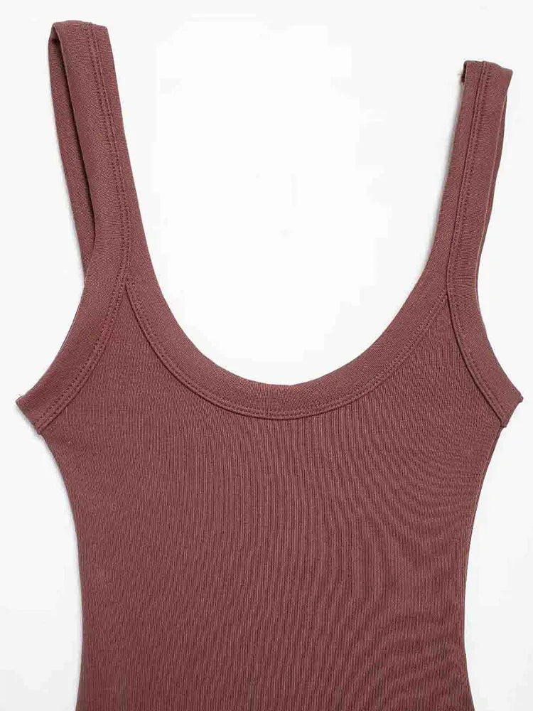 Ribbed Backless Bodysuit | Sexy O-Neck Snap Playsuit