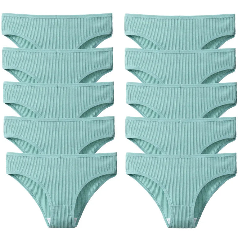 10pc Soft Cotton Briefs | Sexy Breathable Low-Waist Set