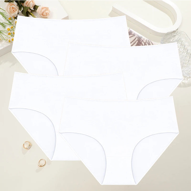 Comfort Cotton Panties (4-Pack) – Mid-Rise Seamless Breathable Briefs