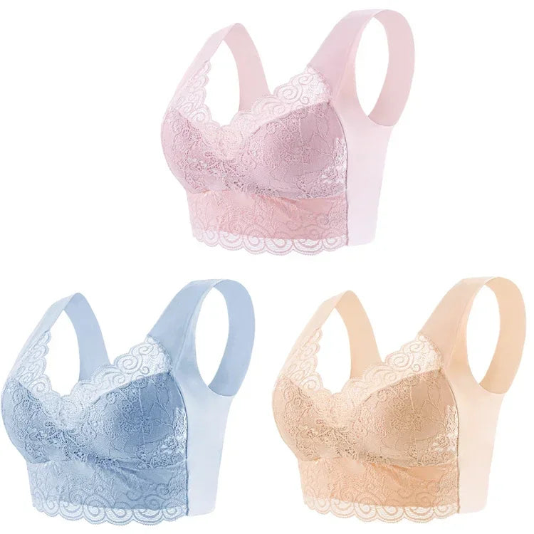 Ice Silk Seamless Lace Bralette | Wire-Free Vest Support