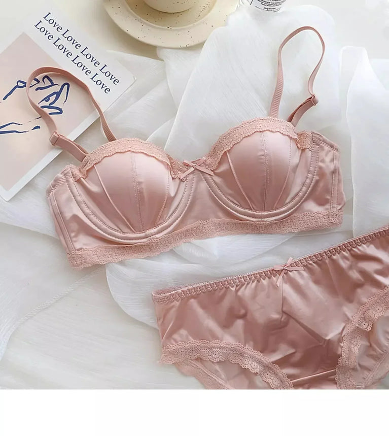 Luxury Satin Deep V Bra | Soft Steel-Free Push-Up Lingerie