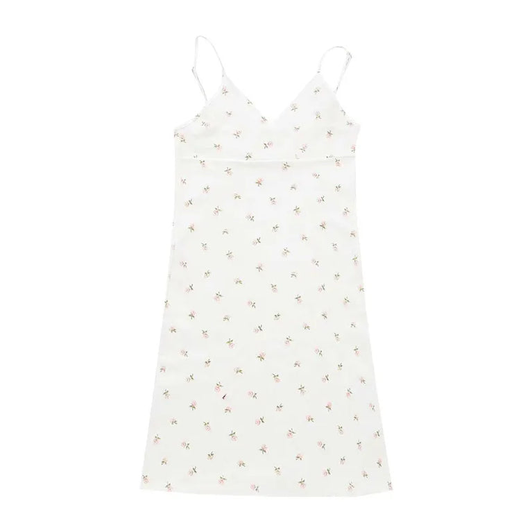Vintage Floral Slip Dress Sleeveless Bodycon Mini Summer Outfit