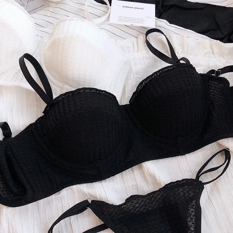 French 1/2 Cup Push-Up Bra Set | Fluorescent Lace Lingerie