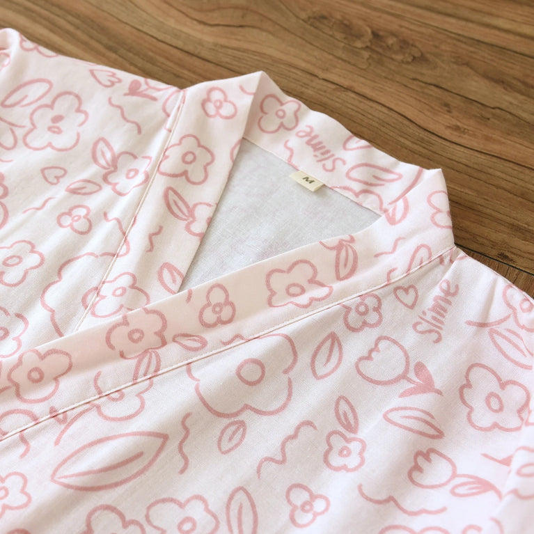 Women's Pure Cotton Floral Robe | Thin Gauze Sleep Gown