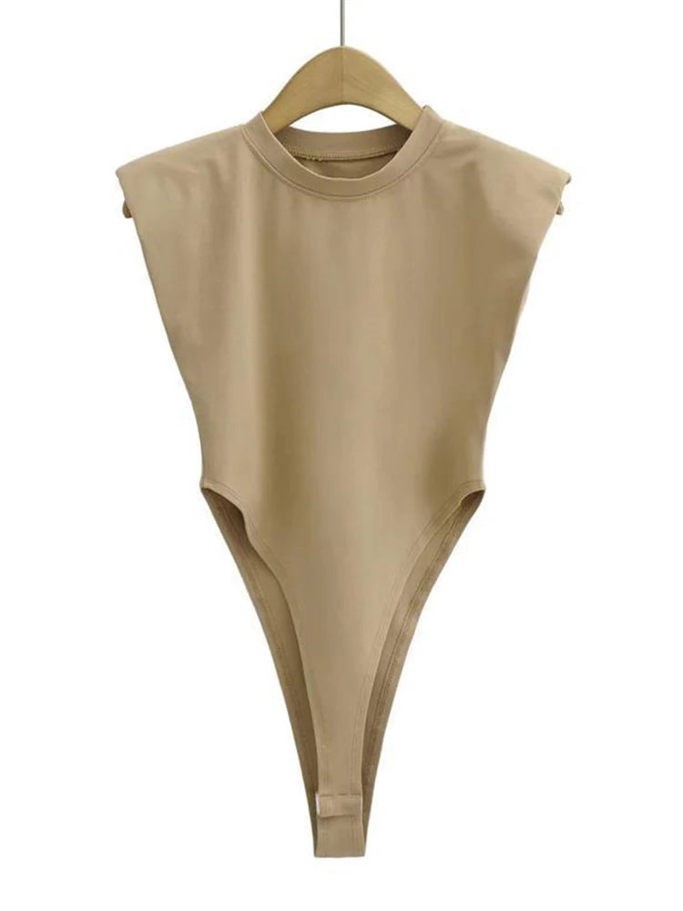 Padded Shoulder Sleeveless Bodysuit | 2026 Summer Bodycon Essential