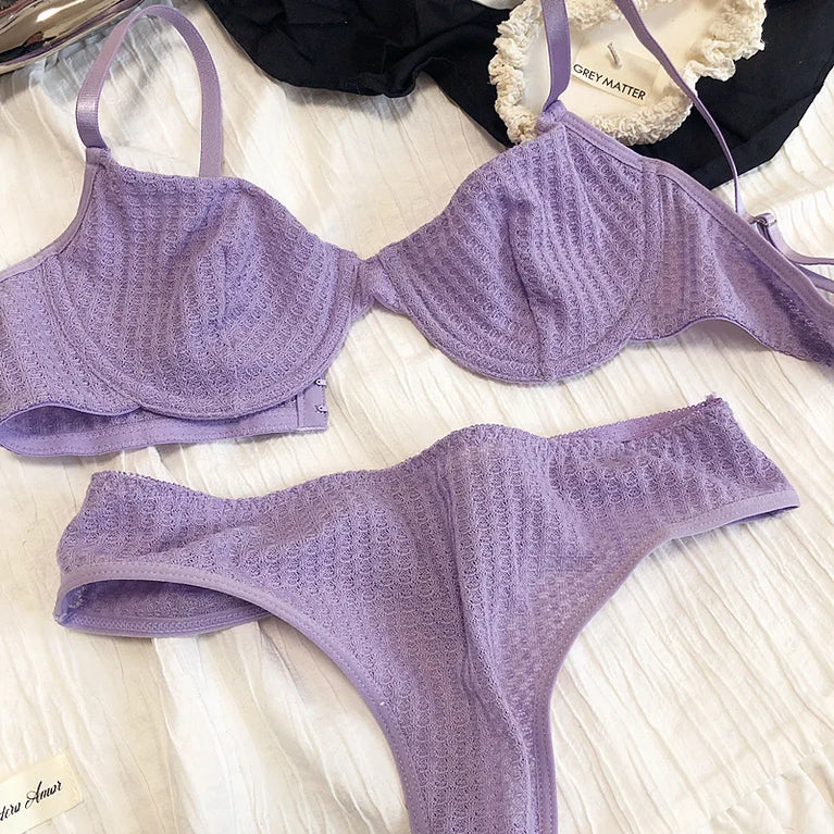 Plunge Push Up Wire-Free Bra & Brief Set – Seamless Sexy Lingerie