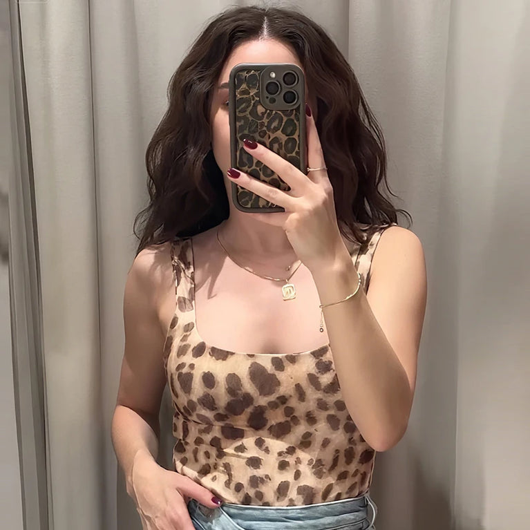 Leopard Print Slip Bodysuit | Summer High Street Backless Top