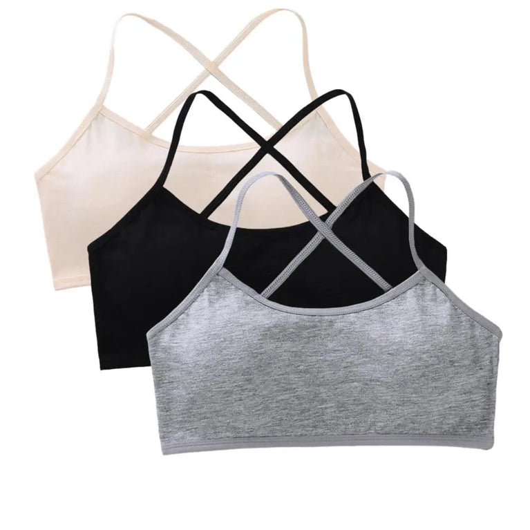 3-Pack Cotton Training Bras | Soft Teen First Camisole