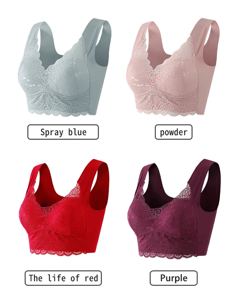 Seamless Lace Bra | Wireless Full-Cup Push-Up