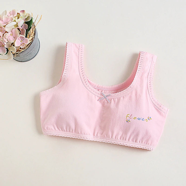 Girls' Purple Floral Cotton Training Bra Set