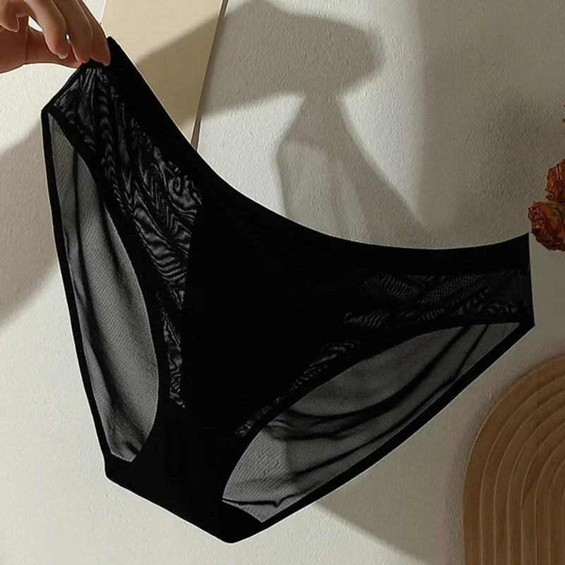 Sexy Mesh Ice Silk Briefs – Low-Rise Seamless Breathable Panties