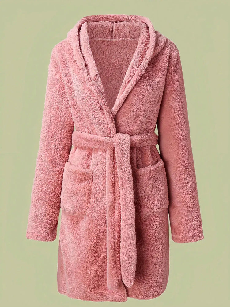 Women’s Thick Hooded Fleece Robe | Cozy Winter Bathrobe