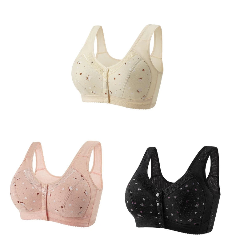Front-Closure Seamless Bra Set – Wireless Sexy Lace Support