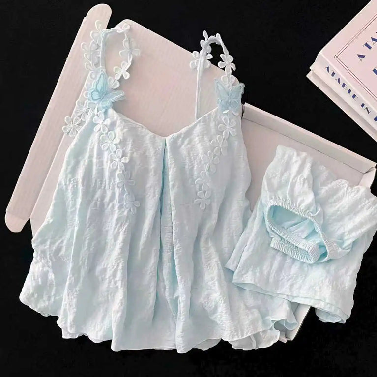 Women’s Sexy V-Neck Pajama Set | Summer Sleeveless Nightwear