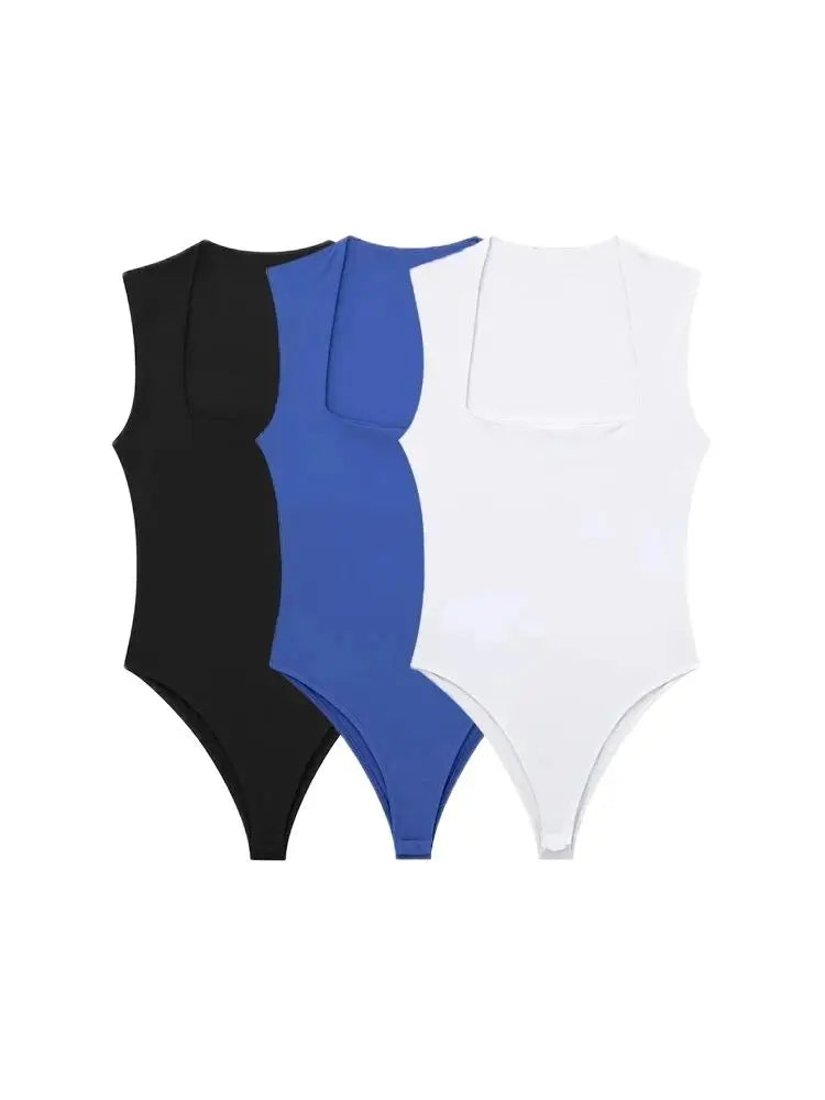 Square Neck Sleeveless Bodysuit | Sexy Fashion Skinny Playsuit