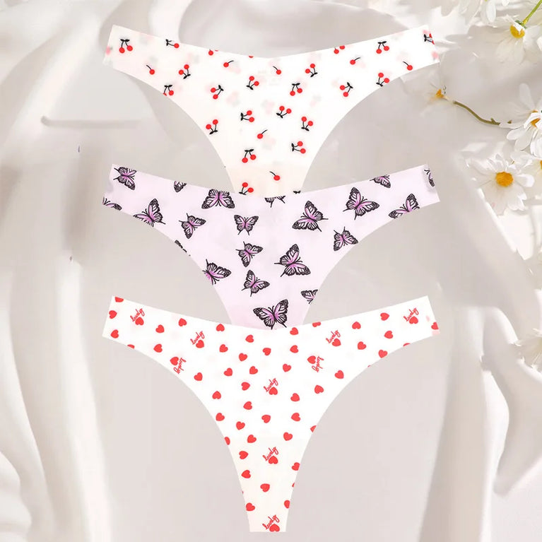 3-Pcs Sexy Colorful G-String Set – Seamless Low-Rise Bikini Thongs for Women (S-XL)