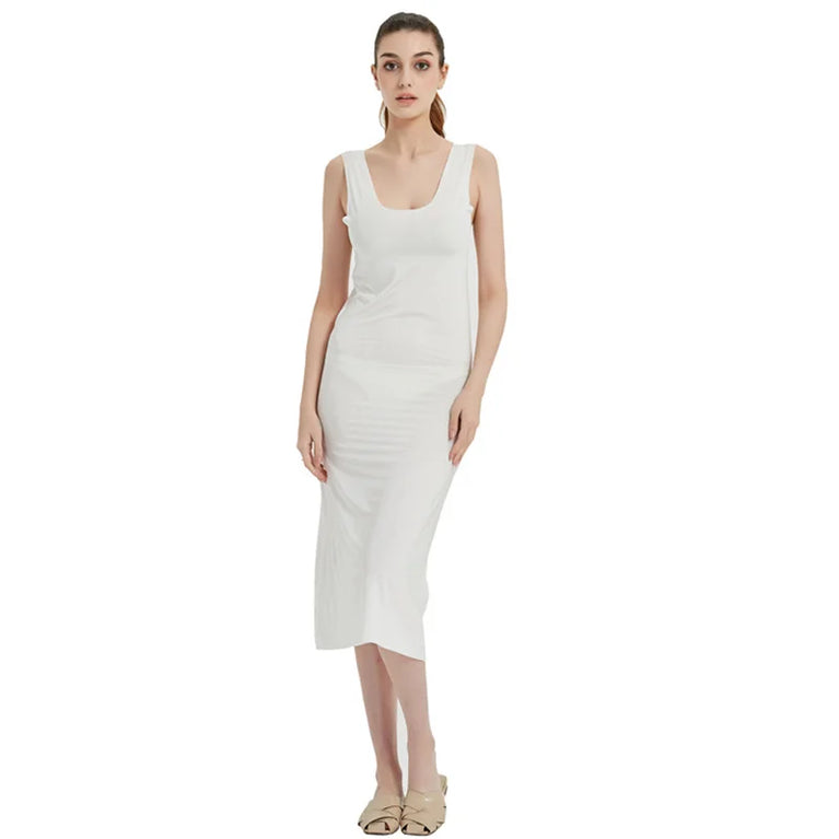 Long Ice Silk Midi Slip | Plus Size Seamless Underdress