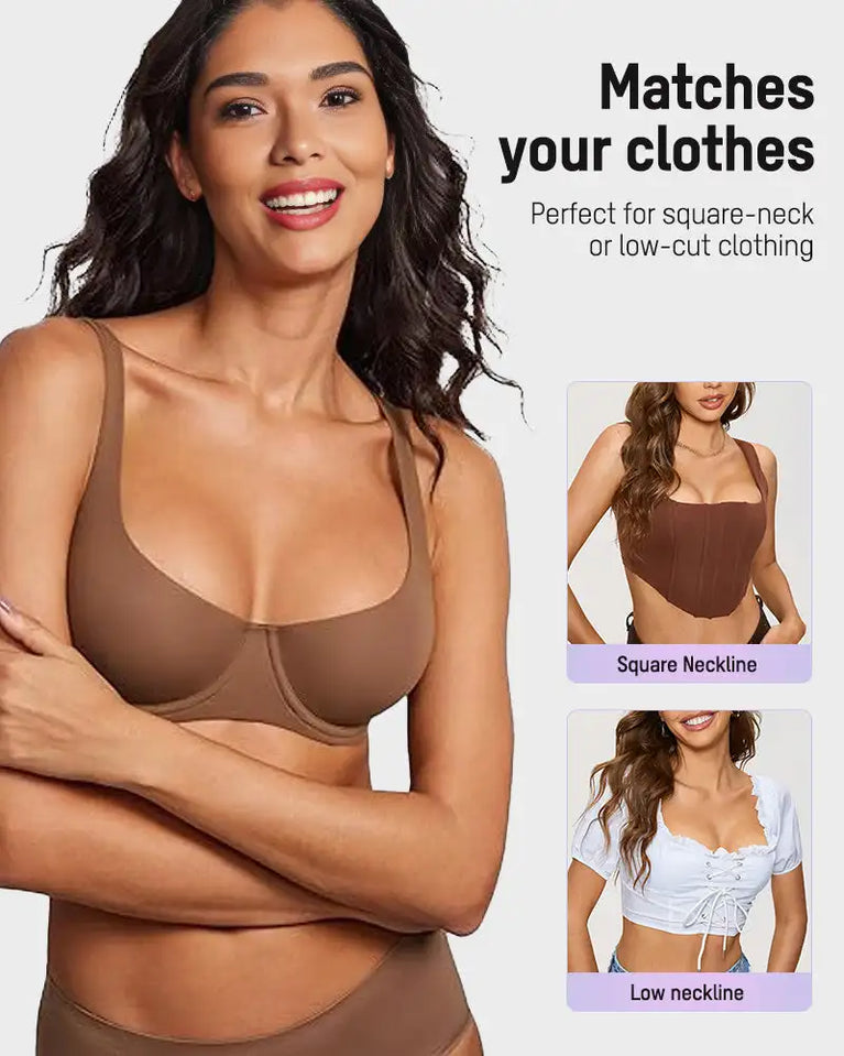 Full Support Seamless Balconette Bra | Unlined Invisible Duo