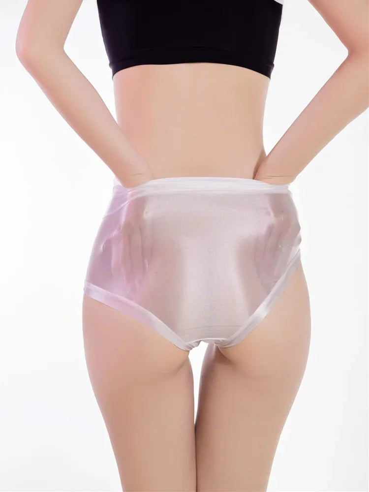 Oil Glossy Sheer High-Waist Briefs – Sexy Ultra-Thin Yoga & Beachwear Panties