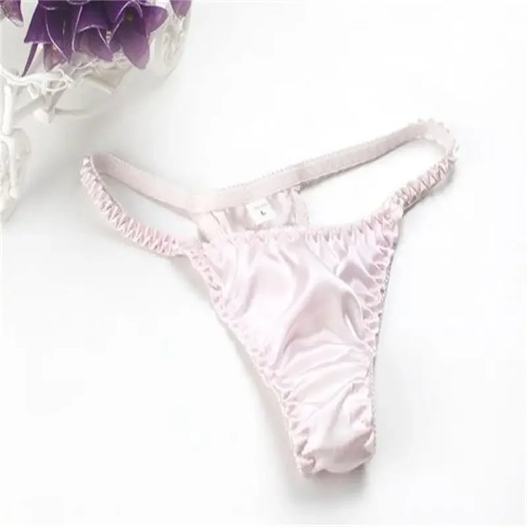 100% Pure Mulberry Silk G-String – Breathable Low-Rise Luxury Thong for Women
