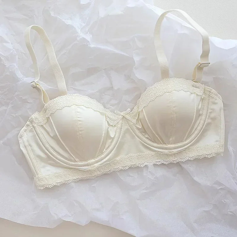 Luxury Satin Deep V Bra | Soft Steel-Free Push-Up Lingerie
