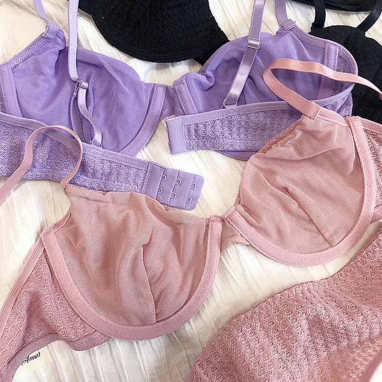 Plunge Push Up Wire-Free Bra & Brief Set – Seamless Sexy Lingerie