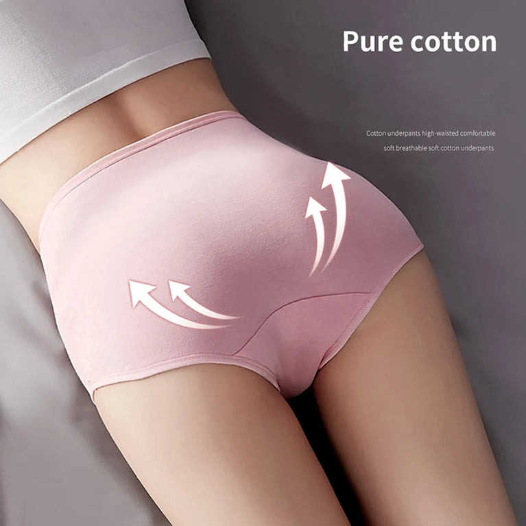 4pc Cotton High-Waist Briefs | Slimming Body Shaper Set