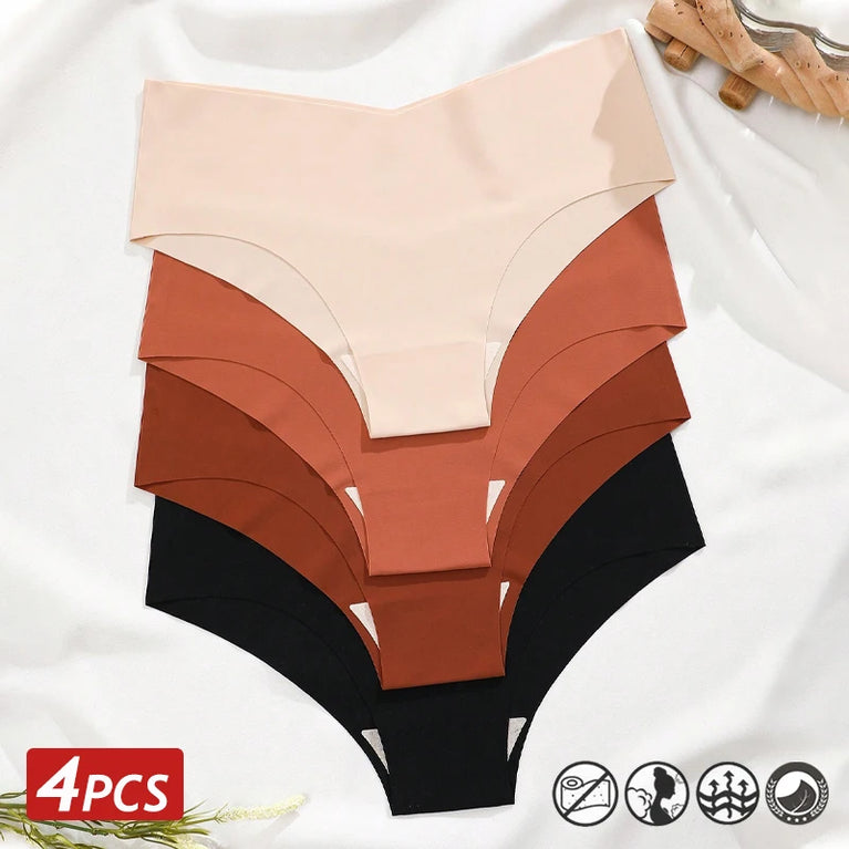 4pc Ice Silk Briefs | Seamless V-Waist No-Trace Set