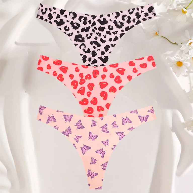 3-Pcs Sexy Colorful G-String Set – Seamless Low-Rise Bikini Thongs for Women (S-XL)