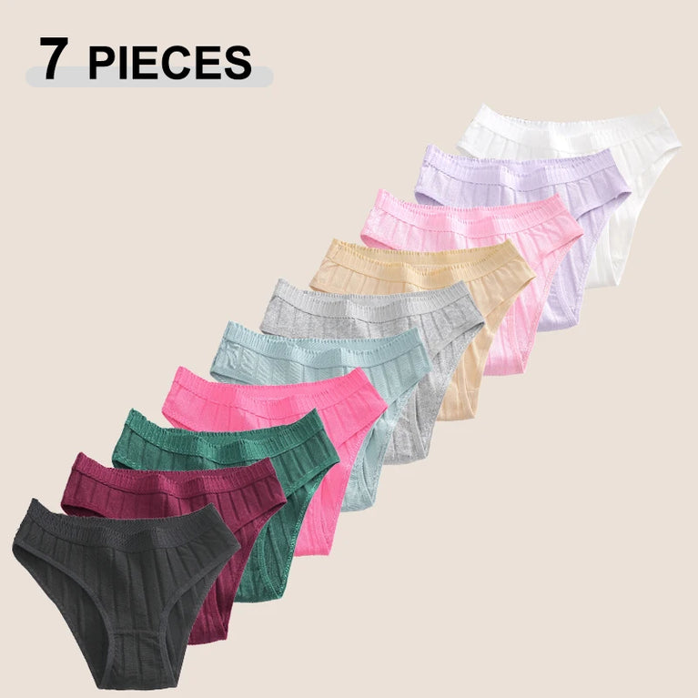 7pc Cotton Briefs | Seamless Mid-Rise Stripe Set