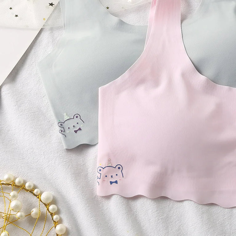 Girl's Ice Silk Training Bra – Seamless "Anti-Glare" Comfort (7-13Y)