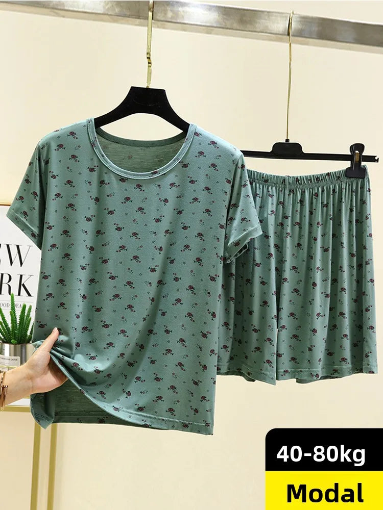 Women’s Modal Floral Pajama Set | Short Sleeve & Shorts