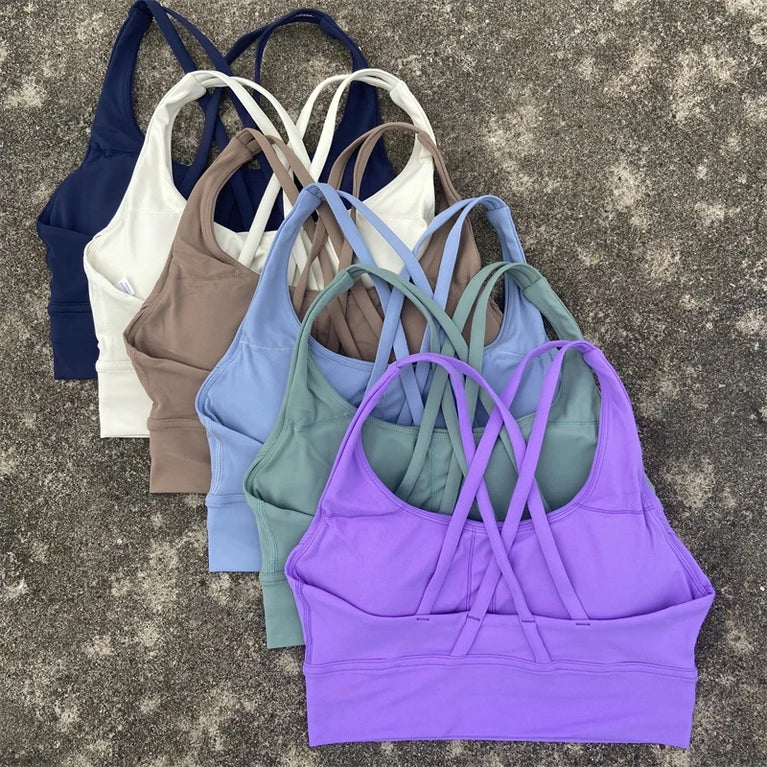 High-Support Cross-Strap Sports Bra | Professional Yoga Vest