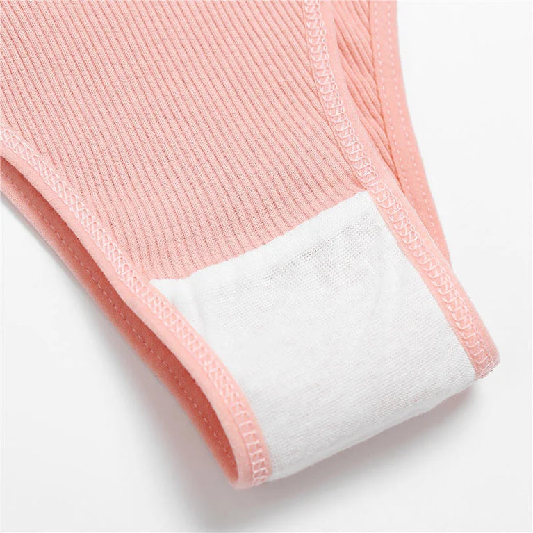4pc Cotton Ribbed Bikini | Seamless V-Waist Panties