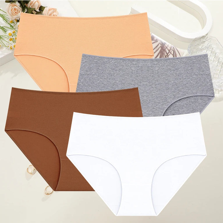 Comfort Cotton Panties (4-Pack) – Mid-Rise Seamless Breathable Briefs